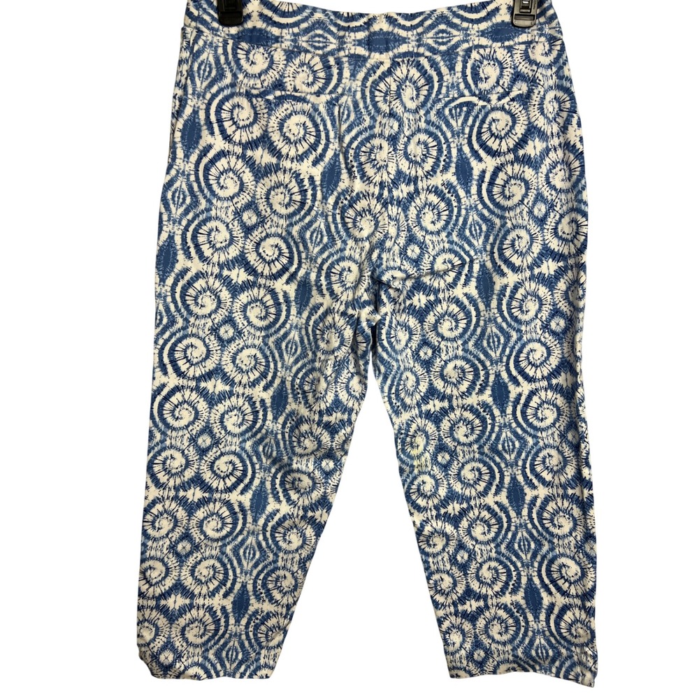 Ruby Rd Crop Pants Womens 12 Blue Tie Dye Swirl Stretch Cotton Casual Summer D01 - Picture 4 of 10